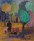 Mann mit Hunden -  borgia - Acryl auf Holz - Sonstiges-Tiere-Hunde-BÃ¤ume-Wald-Menschen - 