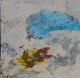 blauer Vogel und Blume -  borgia - Acryl auf Papier - Sonstiges-Blumen - 