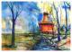 WindmÃ¼hle (2008) - Werner Meier - Aquarell auf Papier - Architektur-Landschaft - 