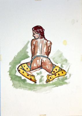 Zeichnung Nude 11 (Aquarellpapier, Tusche, 24x34)  - Wolfgang Bretschneider - Array auf Array - Array - Array