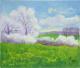 Schwerzen im FrÃ¼hling - Josef Heinzler - Thomas Knab - Ãl auf Leinwand - Reisen-BÃ¤ume-Himmel-Wald-Wiese-Wolken-FrÃ¼hling - Impressionismus